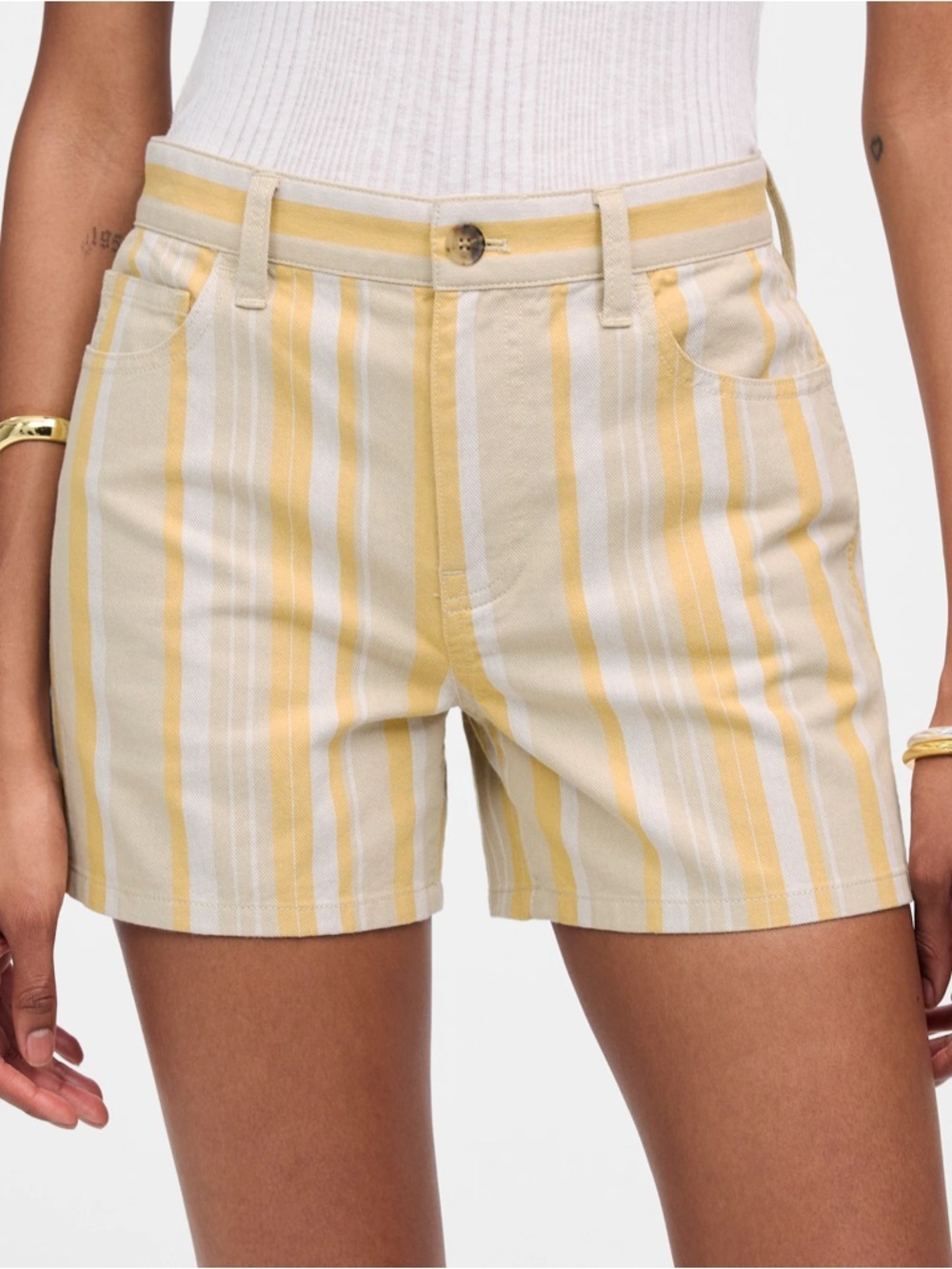 Madewell Rumpled Cotton Twill Striped Shorts Size 27 - Picture 3 of 6